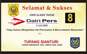 Iklan Ucapan Selamat & Sukses HUT Dairi Pers ke 8 dari Kepala Desa Simungun