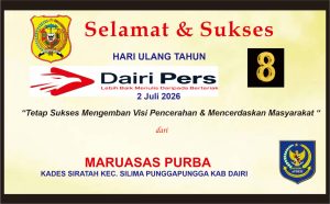 Iklan Ucapan Selamat & Sukses HUT Dairi Pers ke 8 dari Kepala Desa Siratah