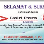 Iklan Ucapan Selamat & Sukses HUT Dairi Pers ke 8 dari Kepala SMAN 1 Parbuluan Kab. Dairi