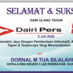 Iklan Ucapan Selamat & Sukses HUT Dairi Pers ke 8 dari Kepala SMAN 1 Lae Parira Kab. Dairi