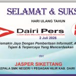 Iklan Ucapan Selamat & Sukses HUT Dairi Pers ke 8 dari Kepala SMK Negeri 1  Pegagan Hilir Kab. Dairi