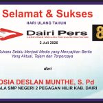 Iklan Ucapan Selamat & Sukses HUT Dairi Pers ke 8 dari Kepala SMPN 2 Pegagan Hilir