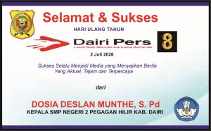 Iklan Ucapan Selamat & Sukses HUT Dairi Pers ke 8 dari Kepala SMPN 2 Pegagan Hilir