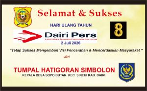 Iklan Ucapan Selamat & Sukses HUT Dairi Pers ke 8 dari Kepala desa Sopo Butar