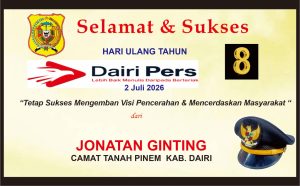 Iklan Ucapan Selamat & Sukses HUT Dairi Pers ke 8 dari Camat Tanah Pinem