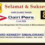 Iklan Ucapan Selamat & Sukses HUT Dairi Pers ke 8 dari Kepala Desa Tanjung Beringin