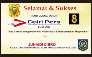 Iklan Ucapan Selamat & Sukses HUT Dairi Pers ke 8 dari Kepala Desa Tungtung Batu