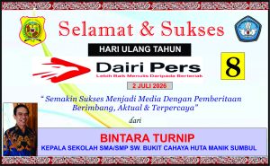 Iklan Ucapan Selamat HUT Dairi Pers ke 8 dari SMA/SMP SW Bukit Cahaya Huta Manik Sumbul
