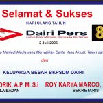 Iklan Ucapan Selamat & Sukses HUT Dairi Pers ke 8 dari BKPSDM Dairi