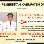 Iklan Ucapan Selamat & Sukses HUT Dairi Pers ke 8 dari Bupati Dairi