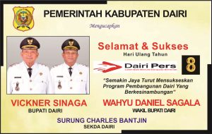 Iklan Ucapan Selamat & Sukses HUT Dairi Pers ke 8 dari Bupati Dairi
