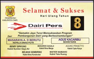 Iklan Ucapan Selamat & Sukses HUT Dairi Pers Ke 8 dari Dinas PUTR Dairi