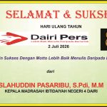 Iklan Ucapan Selamat & Sukses HUT Dairi Pers ke 8 dari Kepala MIN 4 Dairi