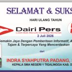 Iklan Ucapan Selamat & Sukses HUT Dairi Pers ke 8 dari Kepala SMAN 1 Tigalingga