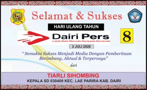 Iklan Ucapan Selamat HUT Dairi Pers ke 8 dari SD 030409 Lae Parira